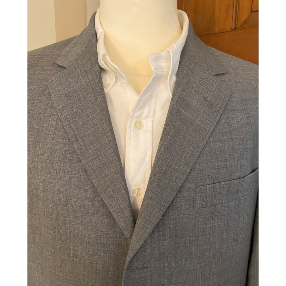 VTG Hugo Boss Men 42R Solid Gray Wool Sport Coat Three-Button Blazer Jacket 52EU